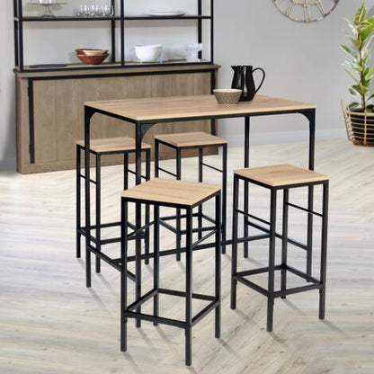  Tavolo Da Bar DETROIT E 4 Sgabelli Di Design Industriale