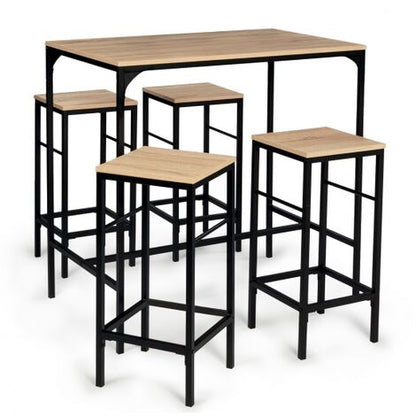  Tavolo Da Bar DETROIT E 4 Sgabelli Di Design Industriale