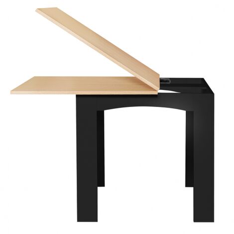  Tavolo Da Pranzo Allungabile DONA 6-8 Persone Piano In Faggio Nero 80-160 Cm