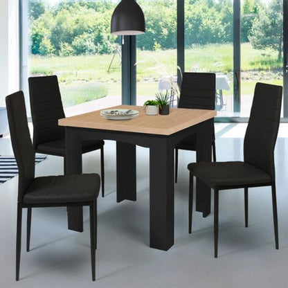  Tavolo Da Pranzo Allungabile DONA 6-8 Persone Piano In Faggio Nero 80-160 Cm