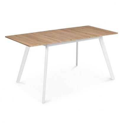  Tavolo Scandinavo Allungabile INGA 120-160 Cm Con Piano In Legno E Gambe Bianche