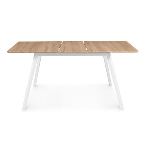  Tavolo Scandinavo Allungabile INGA 120-160 Cm Con Piano In Legno E Gambe Bianche