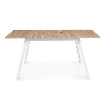  Tavolo Scandinavo Allungabile INGA 120-160 Cm Con Piano In Legno E Gambe Bianche