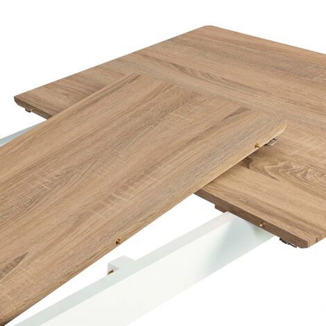  Tavolo Scandinavo Allungabile INGA 120-160 Cm Con Piano In Legno E Gambe Bianche