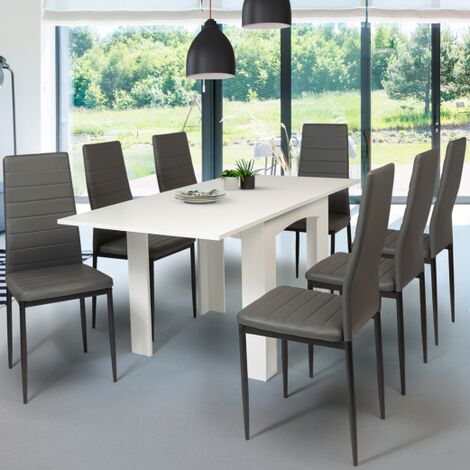  Tavolo Da Pranzo Allungabile DONA 6-8 Persone Bianco 80-160 Cm