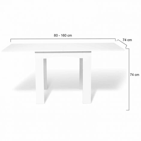  Tavolo Da Pranzo Allungabile DONA 6-8 Persone Bianco 80-160 Cm