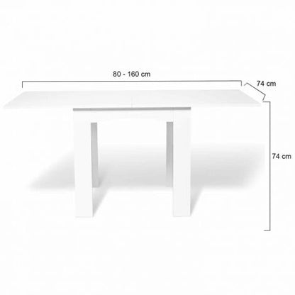  Tavolo Da Pranzo Allungabile DONA 6-8 Persone Bianco 80-160 Cm