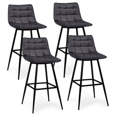  Set Di 4 Sgabelli Da Bar MADY In Velluto Grigio Scuro