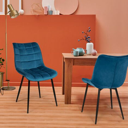  Set Di 4 Sedie Da Pranzo In Velluto Blu MADY