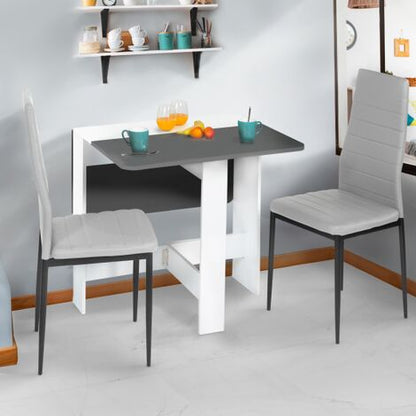  Consolle Pieghevole EDI 2-4 Persone Legno Piano Bianco Grigio