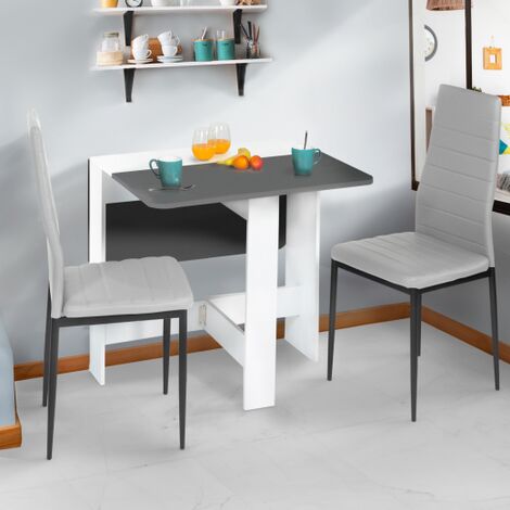  Consolle Pieghevole EDI 2-4 Persone Legno Piano Bianco Grigio