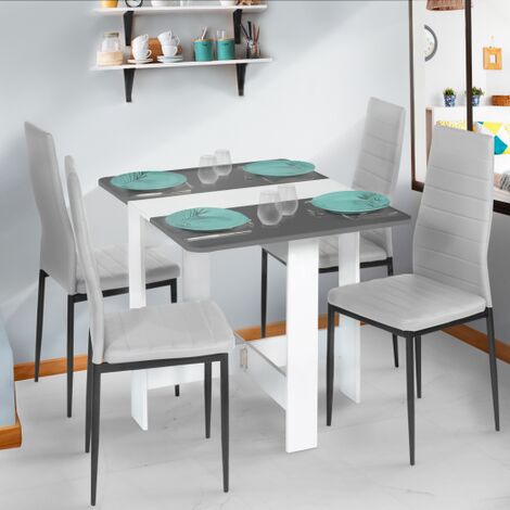  Consolle Pieghevole EDI 2-4 Persone Legno Piano Bianco Grigio