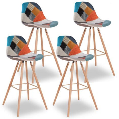 Set Di 4 Sgabelli Da Bar SARA Con Motivo Patchwork Multicolore