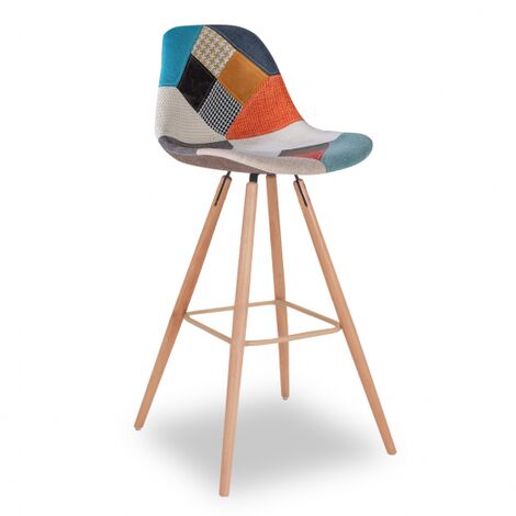  Set Di 4 Sgabelli Da Bar SARA Con Motivo Patchwork Multicolore