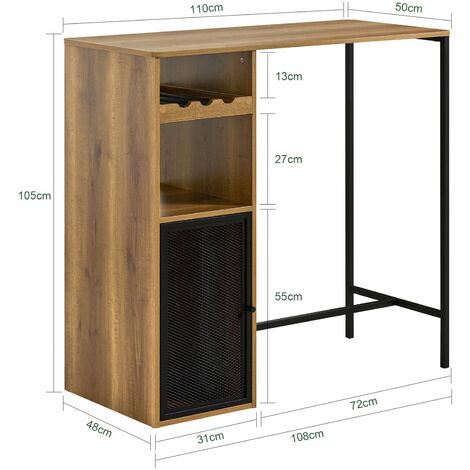  Bancone Bar Tavolo Da Pranzo Tavolo Da Balcone In Design Industriale, 110x50x105cm FWT97-PF SoBuy