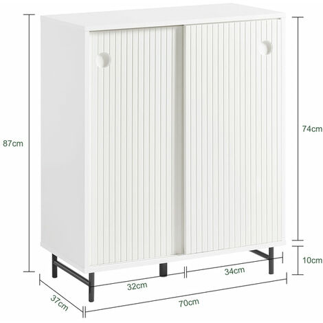  Credenza Con Anta Scorrevole, Cassettiera, Mobile Da Cucina, Scarpiera Da Ingresso, Bianco, 70x37x87cm, FSB62-W SoBuy