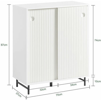  Credenza Con Anta Scorrevole, Cassettiera, Mobile Da Cucina, Scarpiera Da Ingresso, Bianco, 70x37x87cm, FSB62-W SoBuy