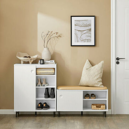  Credenza Con Anta Scorrevole, Cassettiera, Mobile Da Cucina, Scarpiera Da Ingresso, Bianco, 70x37x87cm, FSB62-W SoBuy
