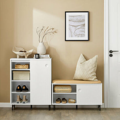  Credenza Con Anta Scorrevole, Cassettiera, Mobile Da Cucina, Scarpiera Da Ingresso, Bianco, 70x37x87cm, FSB62-W SoBuy