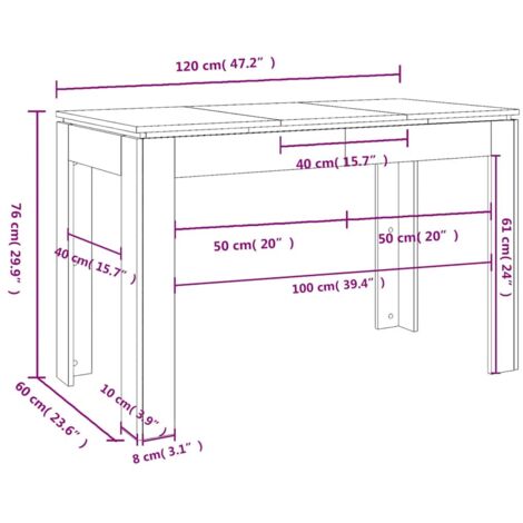 Tavolo Da Pranzo Rovere Marrone 120x60x76 Cm Legno Multistrato VidaXL