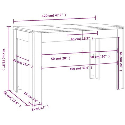  Tavolo Da Pranzo Rovere Marrone 120x60x76 Cm Legno Multistrato VidaXL