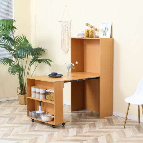  HOMCOM Tavolo Pieghevole Da Pranzo Max 3 Persone, In Truciolato E Acciaio, 75x144x144.5 Cm, Color Legno
