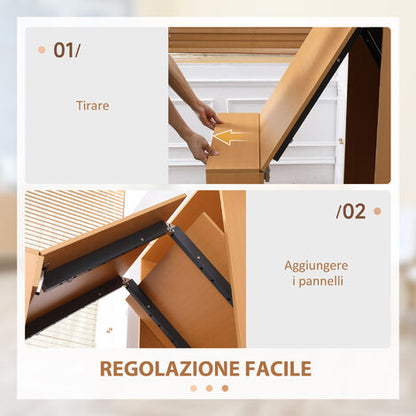  HOMCOM Tavolo Pieghevole Da Pranzo Max 3 Persone, In Truciolato E Acciaio, 75x144x144.5 Cm, Color Legno