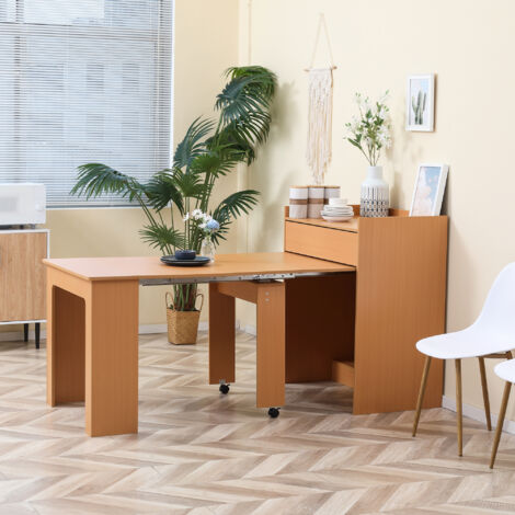 HOMCOM Tavolo Pieghevole Da Pranzo Max 5 Persone In Truciolato E Acciaio, 84x180x100 Cm, Color Legno