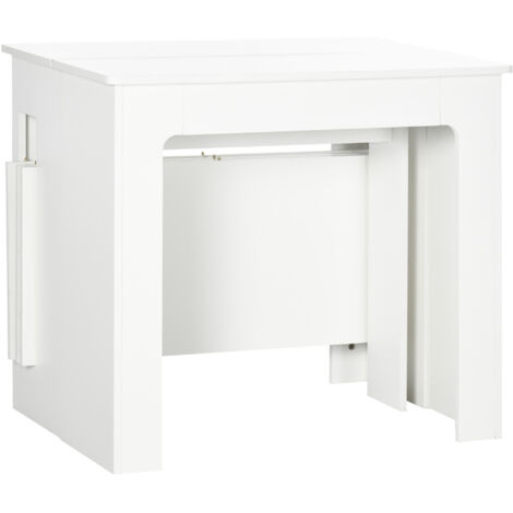  HOMCOM Tavolo Pieghevole Da Pranzo Max 6 Persone Per Spazi Limitati, In Truciolato E Acciaio, 180x85x75 Cm, Bianco