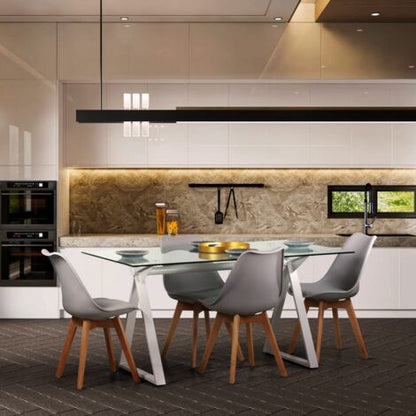  Tavolo Da Pranzo Rettangolare 150x90 Cm Con Piano In Vetro Temperato Bianco