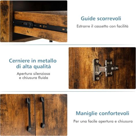  COSTWAY Mobiletto Moderno Con 2 Ante E 1 Cassetto, Mobile Da Terra Con 4 Gambe, Credenza Da Buffet Per Soggiorno Sala Da Pranzo E Ingresso, 76 X 40 X 78 Cm (Marrone)