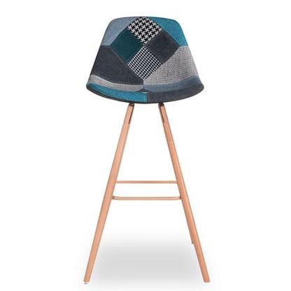  Set Di 4 Sgabelli Da Bar SARA Con Motivo Patchwork Blu