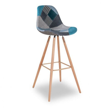  Set Di 4 Sgabelli Da Bar SARA Con Motivo Patchwork Blu