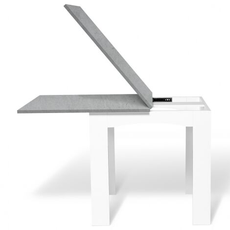  Tavolo Da Pranzo Allungabile DONA Per 6-8 Persone Con Piano Effetto Cemento Cerato 80-160cm