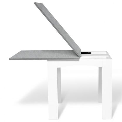  Tavolo Da Pranzo Allungabile DONA Per 6-8 Persone Con Piano Effetto Cemento Cerato 80-160cm