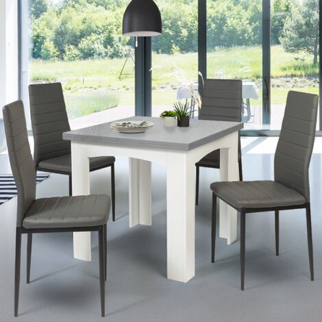  Tavolo Da Pranzo Allungabile DONA Per 6-8 Persone Con Piano Effetto Cemento Cerato 80-160cm