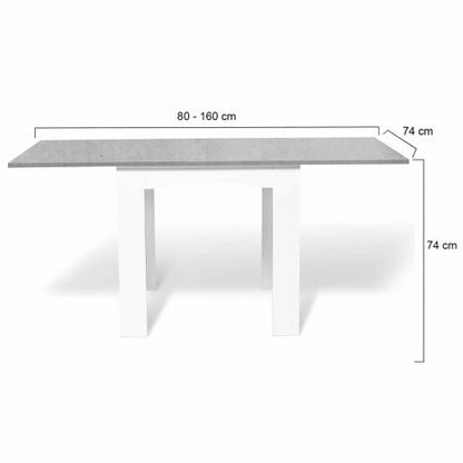  Tavolo Da Pranzo Allungabile DONA Per 6-8 Persone Con Piano Effetto Cemento Cerato 80-160cm