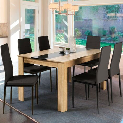  Tavolo Da Pranzo GEORGIA 6 Persone In Faggio E Nero 140 CM