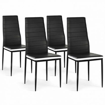  Set Di 4 Sedie Da Pranzo ROMANE Nere Con Fascia Bianca