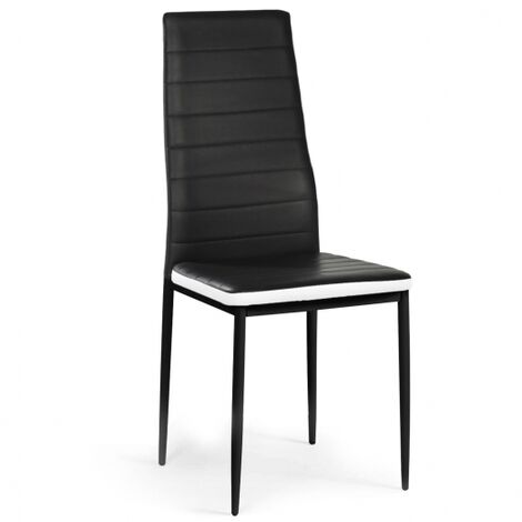  Set Di 4 Sedie Da Pranzo ROMANE Nere Con Fascia Bianca