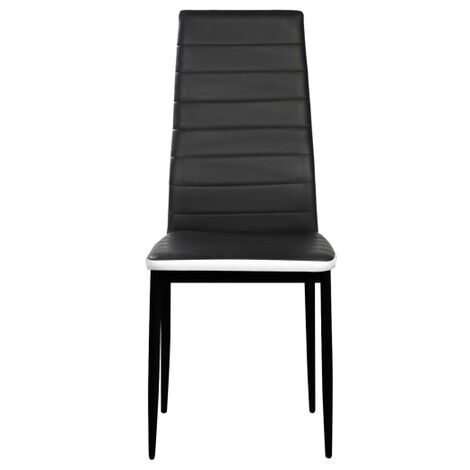  Set Di 4 Sedie Da Pranzo ROMANE Nere Con Fascia Bianca