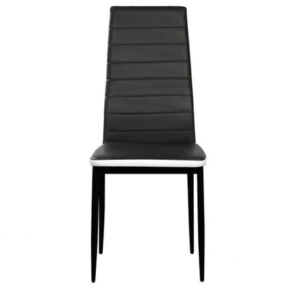  Set Di 4 Sedie Da Pranzo ROMANE Nere Con Fascia Bianca
