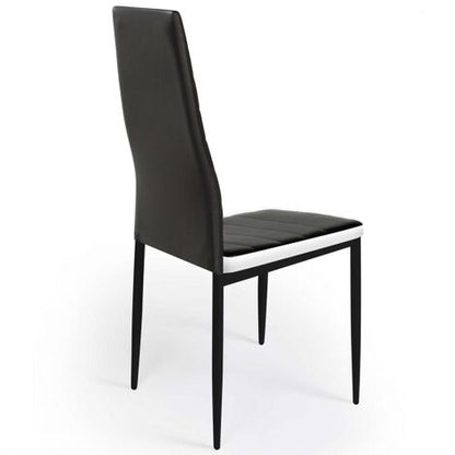  Set Di 4 Sedie Da Pranzo ROMANE Nere Con Fascia Bianca