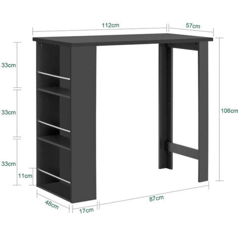  SoBuy Tavolo Alto Da Bar Moderni,Bancone Stile Bar,Tavolo Cucina Nero FWT17-SCH