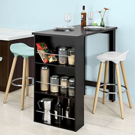  SoBuy Tavolo Alto Da Bar Moderni,Bancone Stile Bar,Tavolo Cucina Nero FWT17-SCH