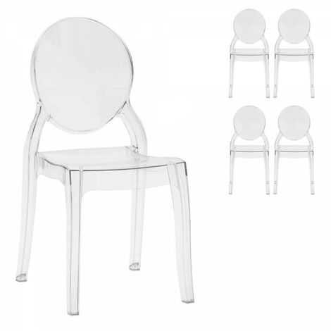  X 4 Sedia Trasparente In Policarbonato Impilabile Mod. Glass