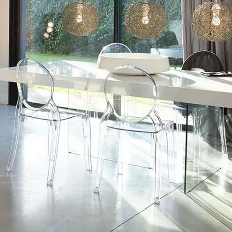  X 4 Sedia Trasparente In Policarbonato Impilabile Mod. Glass
