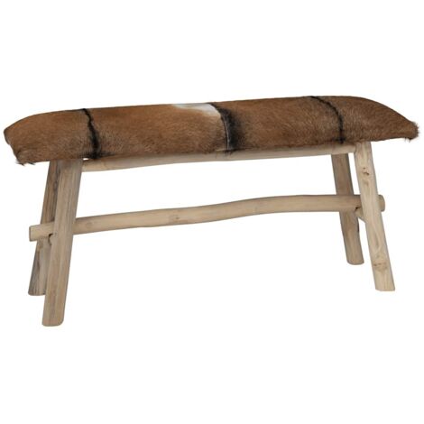  Panca In Vera Pelle E Teak VidaXL