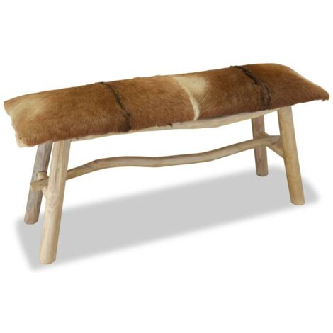 Panca In Vera Pelle E Teak VidaXL