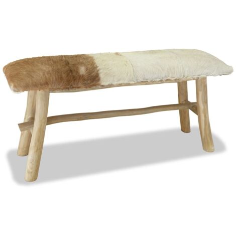  Panca In Vera Pelle E Teak VidaXL
